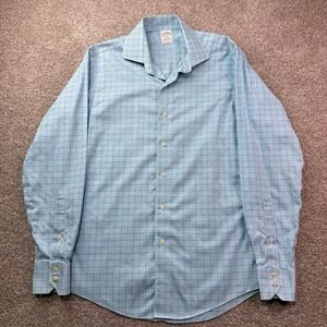 Brooks Brothers Shirt Mens 16 35‎ Button Down Blue Cotton Regular Fit Non Iron